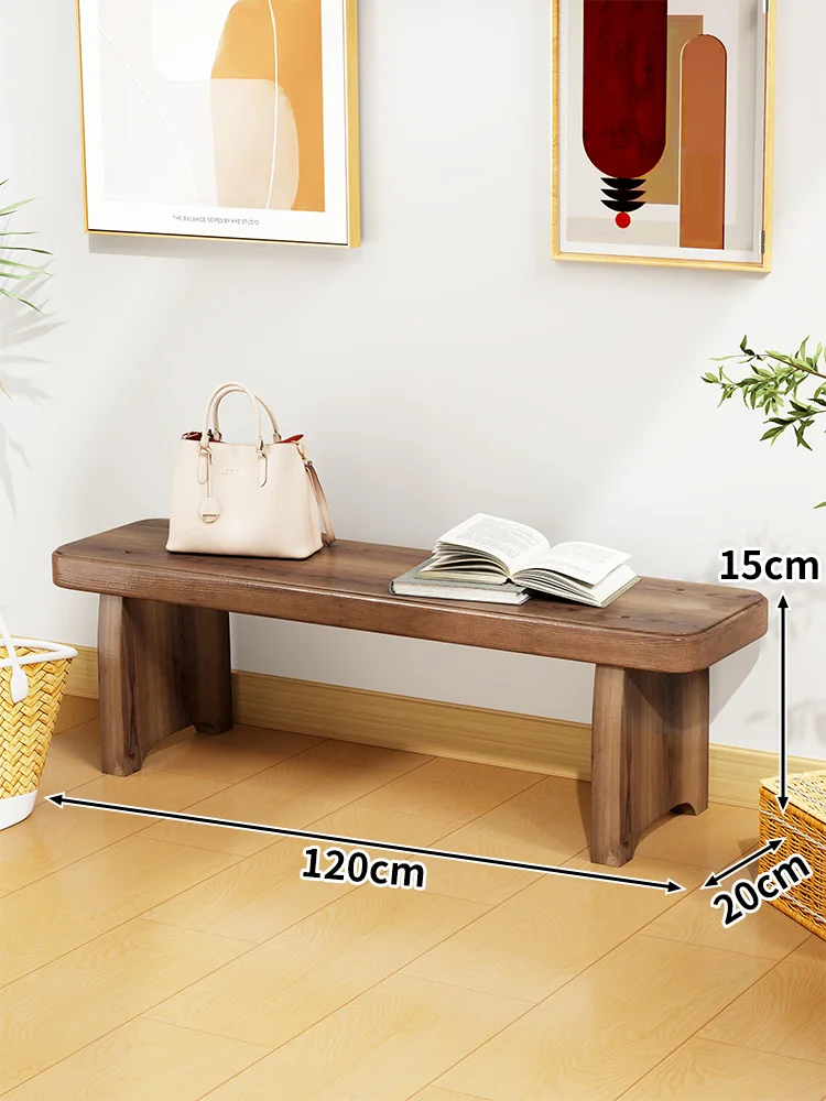 Solid Wood Entryway Bench - Multi-Purpose Stool For Living Room, Sofa Side Table &Amp; Shoe Storage, Rustic Home Decor Solid Wood Entryway Bench - Multi-Purpose Stool For Living Room, Sofa Side Table &Amp; Shoe Storage, Rustic Home Decor - Image 13