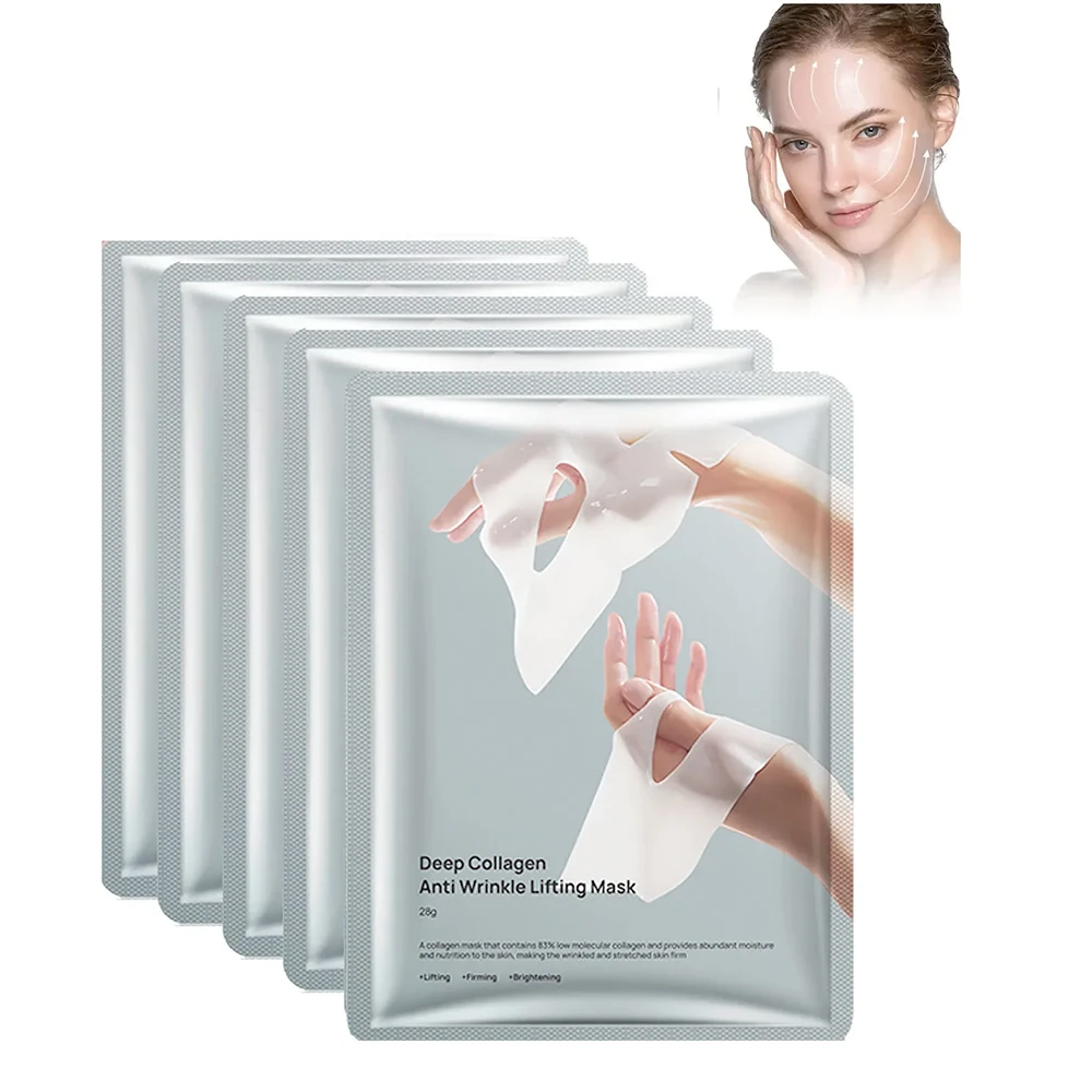 Tiefenkollagen-Anti-Falten-Lifting-Maske, Kollagen-Gesichtsmaske Über Nacht, Tiefe Kollagenmaske Zum Anheben, Straffung, Feuchtigkeit (5Er-Pack) Tiefenkollagen-Anti-Falten-Lifting-Maske, Kollagen-Gesichtsmaske Über Nacht, Tiefe Kollagenmaske Zum Anheben, Straffung, Feuchtigkeit (5Er-Pack)