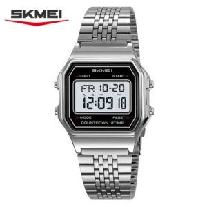 SKMEI 2465 Luxus Herren Digitaluhr Wasserdicht Edelstahl Elektronische Herrenuhr LED-Anzeige Sportuhr Reloj Hombre