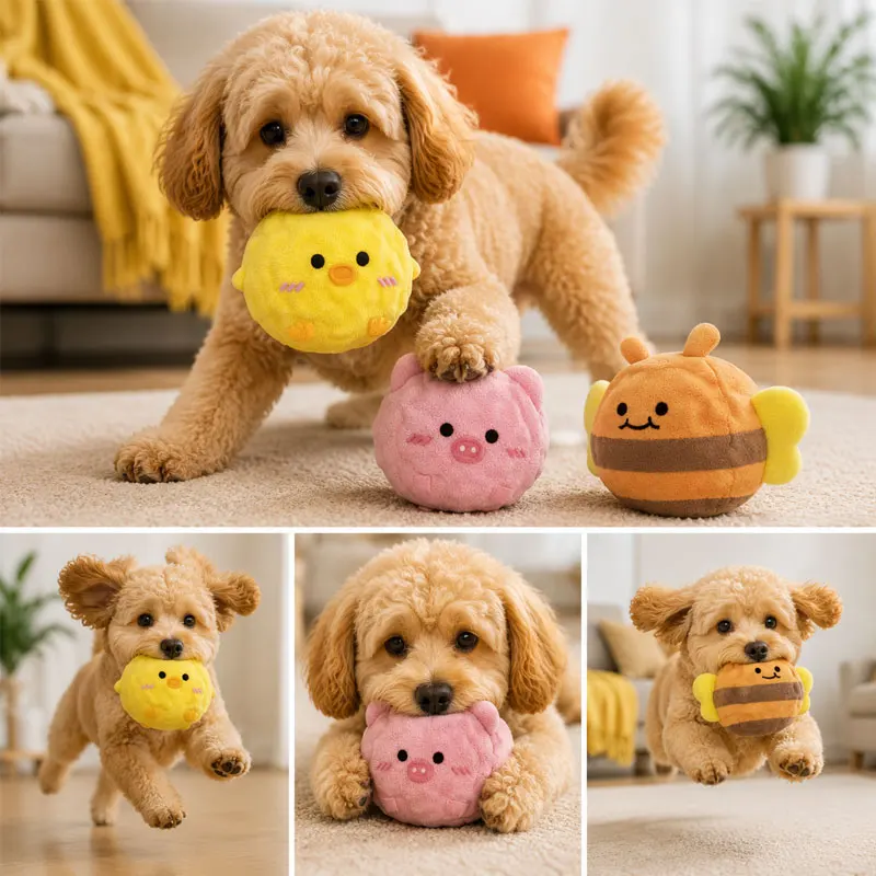 Quietschendes Hundekau-Spielzeug Plüsch-Stachelball Interaktives Hundetraining-Spielzeug Zur Langeweile-Bekämpfung Und Zahnreinigung Welpenspielzeug Haustierzubehör Quietschendes Hundekau-Spielzeug Plüsch-Stachelball Interaktives Hundetraining-Spielzeug Zur Langeweile-Bekämpfung Und Zahnreinigung Welpenspielzeug Haustierzubehör - Image 4