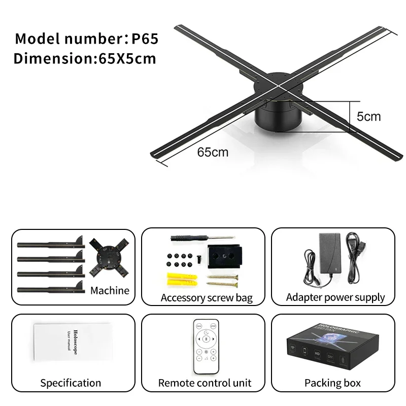 65 Cm 3D-Hologramm-Projektor Mit Wlan – Led-Werbedisplay Für Geschäft, Shop, Bar &Amp; Digitale 3D-Werbung 65 Cm 3D-Hologramm-Projektor Mit Wlan – Led-Werbedisplay Für Geschäft, Shop, Bar &Amp; Digitale 3D-Werbung - Image 7