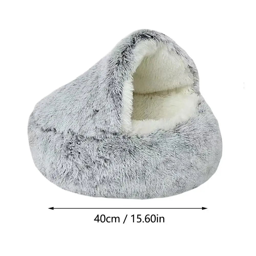 Weiches Haustierbett Für Herbst Und Winter, Warm, Bequem, Kältebeständig, Katzennest, Muschelkissen, Halbgeschlossenes Katzenhöhlenbett, Heimtierbedarf Weiches Haustierbett Für Herbst Und Winter, Warm, Bequem, Kältebeständig, Katzennest, Muschelkissen, Halbgeschlossenes Katzenhöhlenbett, Heimtierbedarf - Image 6