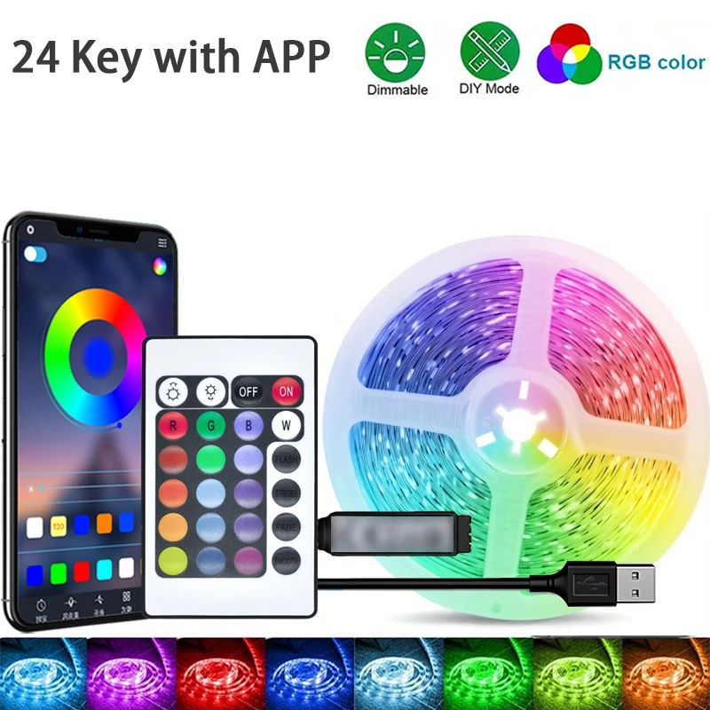 1–40 M Rgb Led Streifen 5V Usb – Musik-Synchronisation Mit Fernbedienung Für Zimmer, Tv Und Party 1–40 M Rgb Led Streifen 5V Usb – Musik-Synchronisation Mit Fernbedienung Für Zimmer, Tv Und Party - Image 7