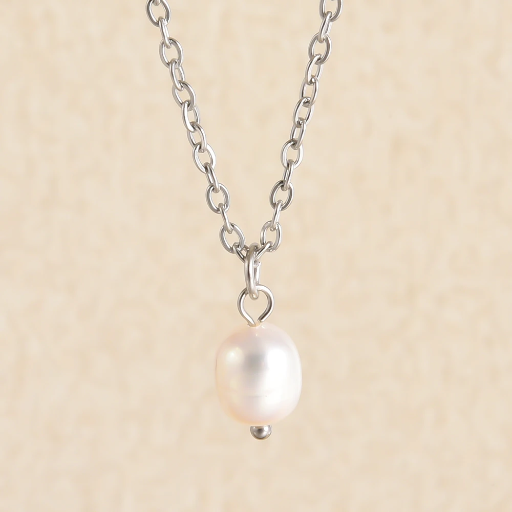 Echte Unregelmäßige Natürliche Süßwasserperlen Anhänger Halsketten Edelstahl O Gliederkette 45/50/60 Cm Modeschmuck Halskette Echte Unregelmäßige Natürliche Süßwasserperlen Anhänger Halsketten Edelstahl O Gliederkette 45/50/60 Cm Modeschmuck Halskette - Image 6