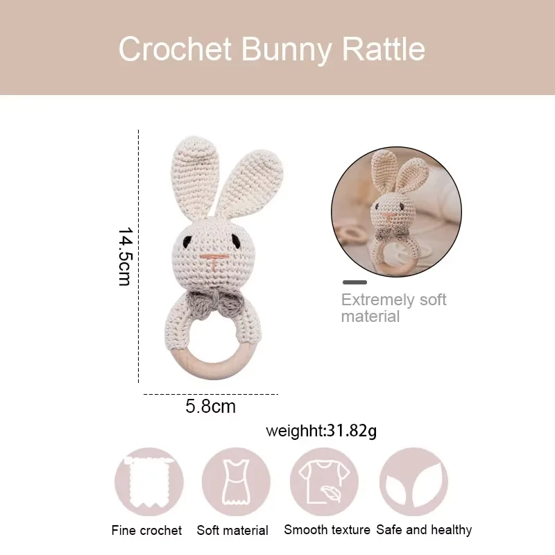 Baby Crochet Rattle Wooden Teether Toy Bpa Free Wood Rodent Rabbit Rattle Baby Mobile Play Gym Newborn Educational Music Toys Baby Crochet Rattle Wooden Teether Toy Bpa Free Wood Rodent Rabbit Rattle Baby Mobile Play Gym Newborn Educational Music Toys - Image 6