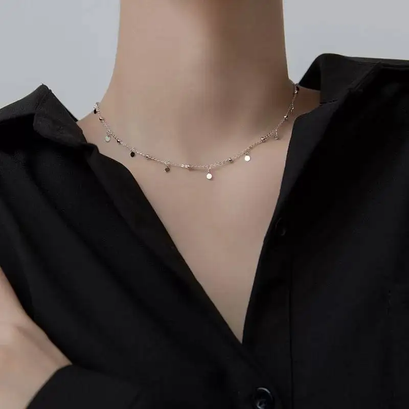 Echte 925Er Sterlingsilber-Geometrische Runde Halsband-Halskette Für Modische Frauen, Minimalistischer Feiner Schmuck, Niedliche Accessoires, Geschenk Echte 925Er Sterlingsilber-Geometrische Runde Halsband-Halskette Für Modische Frauen, Minimalistischer Feiner Schmuck, Niedliche Accessoires, Geschenk - Image 4