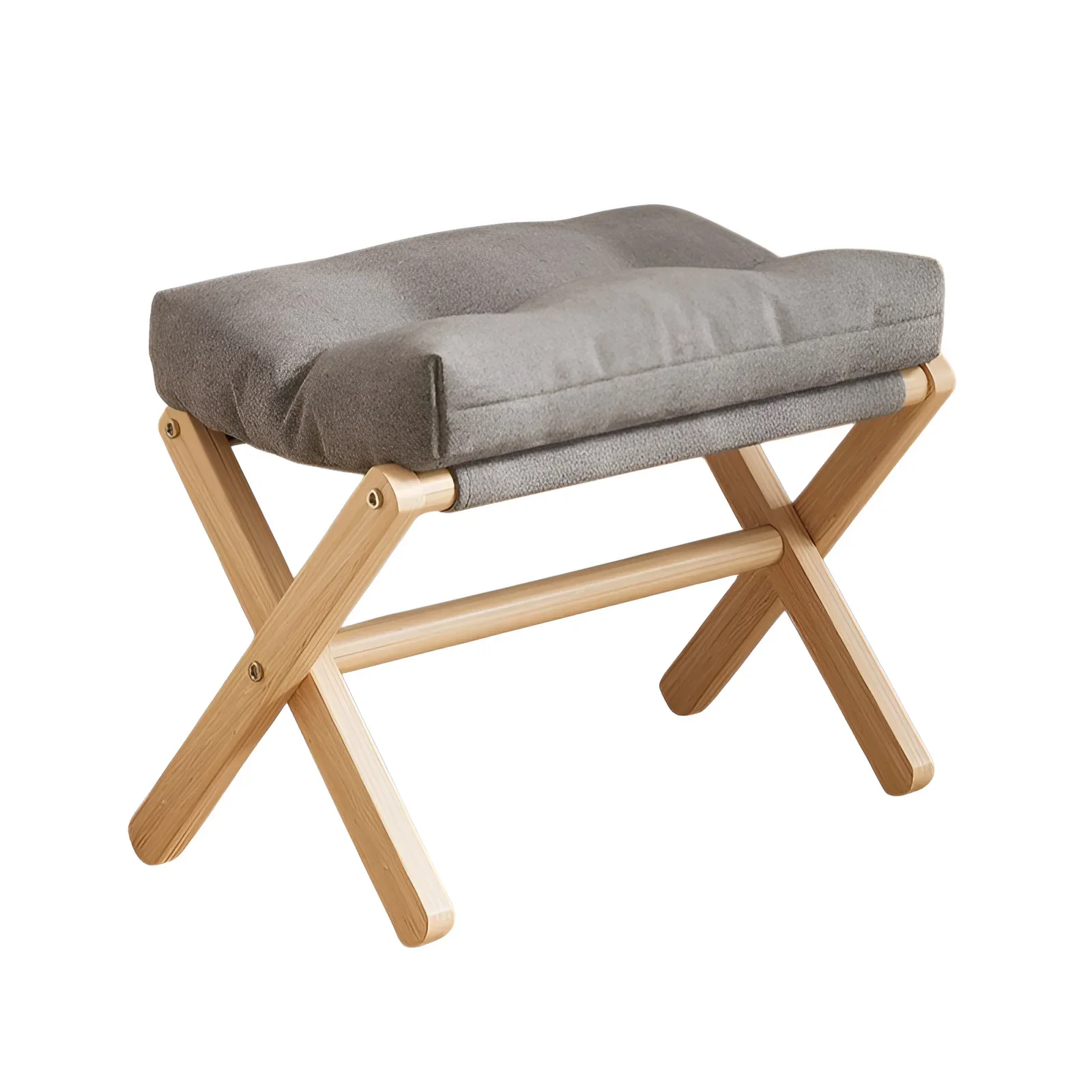 Solid Wood Folding Shoe Changing Stool With Cotton Filled Cushion, Portable Low Footstool For Entryway &Amp; Sofa Rest Solid Wood Folding Shoe Changing Stool With Cotton Filled Cushion, Portable Low Footstool For Entryway &Amp; Sofa Rest - Image 9