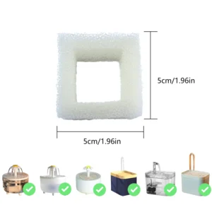 Cat Water Fountain Foam Filter – compatible with square dispensers, pre-filtered for fresh and clean drinking water