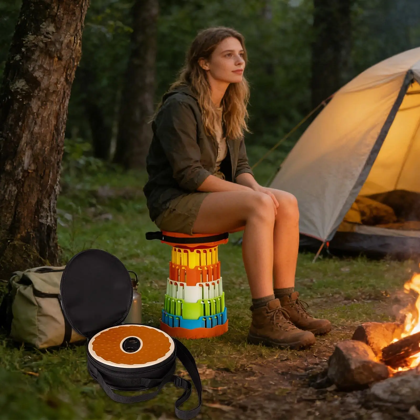 Carry Case For Folding Stool Round Pouch With Shoulder Strap Foldable Stool Bag With Zipper For Sketching Camping Picnic Carry Case For Folding Stool Round Pouch With Shoulder Strap Foldable Stool Bag With Zipper For Sketching Camping Picnic - Image 22