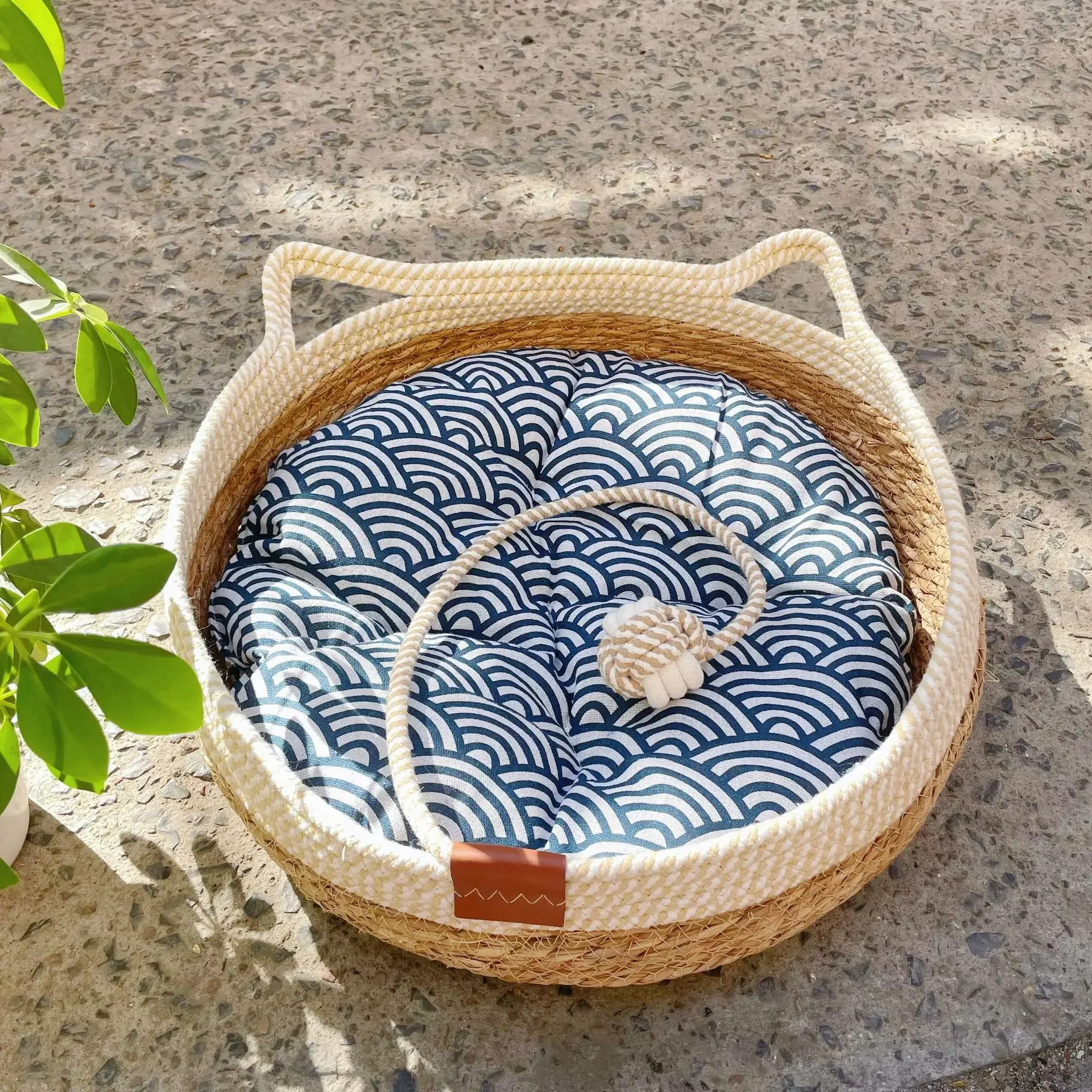 Weinstock Gewebtes Katzen Bett Haustier Bett Allwetter Bequemer Schlaf 35/40Cm Katzen Bett Kreisförmiges Katzen Haus Welpen Bett Nach Hause Haustier Bedarf Weinstock Gewebtes Katzen Bett Haustier Bett Allwetter Bequemer Schlaf 35/40Cm Katzen Bett Kreisförmiges Katzen Haus Welpen Bett Nach Hause Haustier Bedarf - Image 3