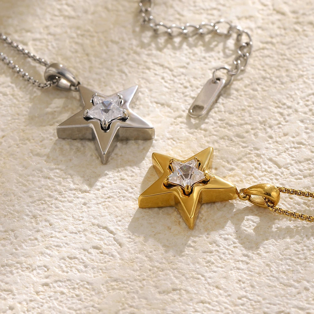 E.b.belle Halskette Mit Wassertropfen-Zirkon-Anhänger Für Damen, 18 Karat Vergoldete Edelstahl-Halsketten, Eleganter Damenschmuck, Geschenk E.b.belle Halskette Mit Wassertropfen-Zirkon-Anhänger Für Damen, 18 Karat Vergoldete Edelstahl-Halsketten, Eleganter Damenschmuck, Geschenk - Image 5
