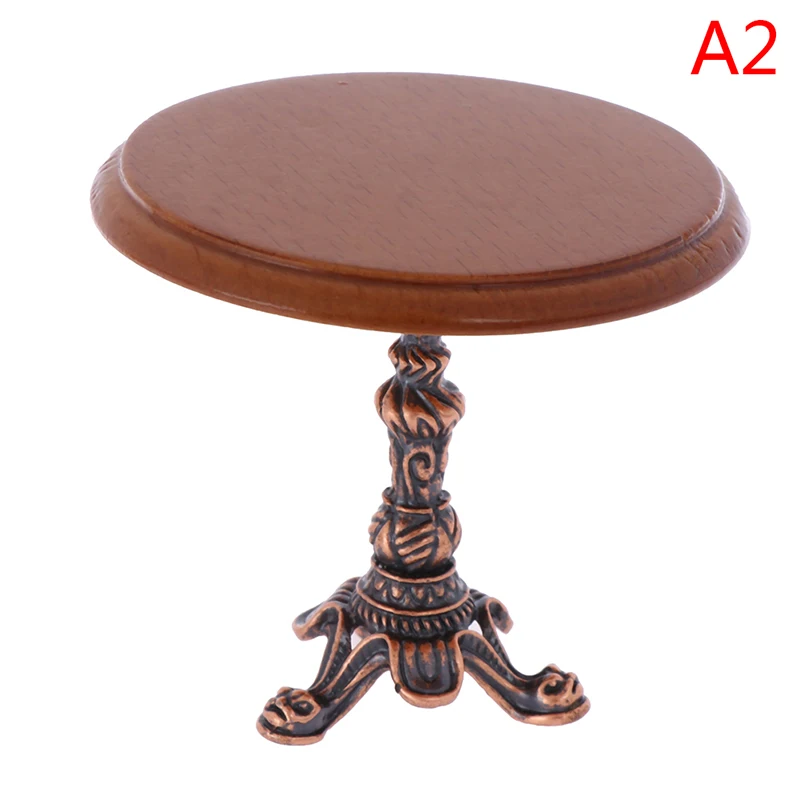 1:12 Dollhouse Miniature Furniture Wooden Round Kitchen Side Table And Stool 1:12 Dollhouse Miniature Furniture Wooden Round Kitchen Side Table And Stool - Image 7
