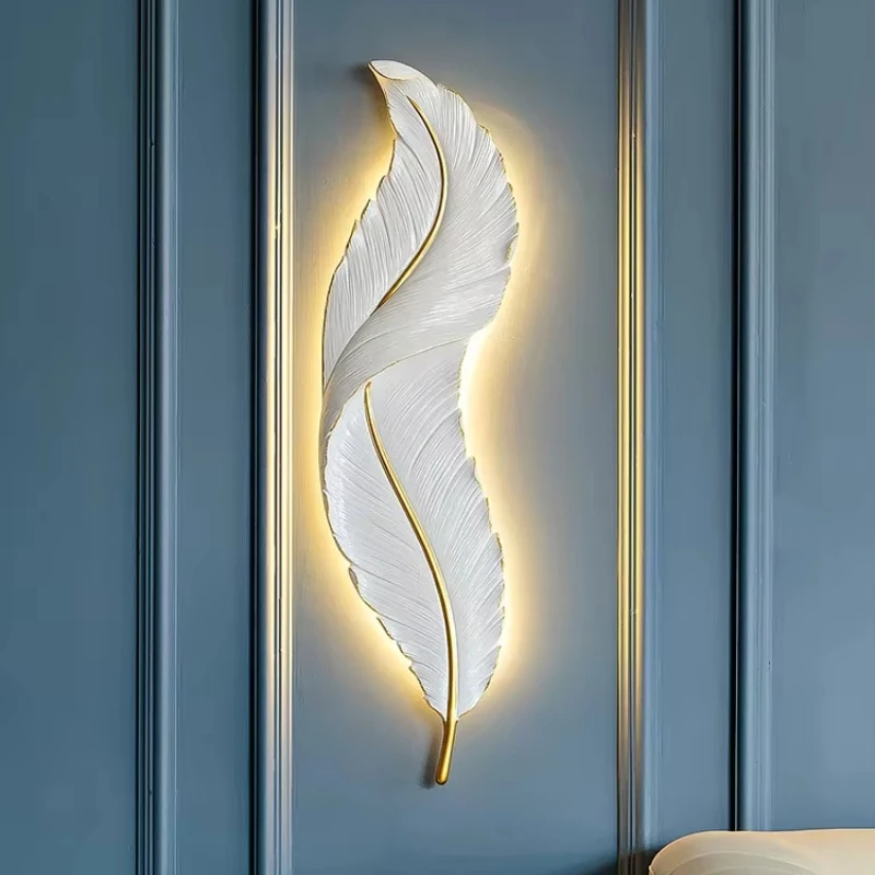 Moderne Wohnzimmer Korridor Beleuchtung Wand Lampe Nordic Wohnkultur Schlafzimmer Nacht Lampen Licht Luxus Kreative Led Feder Lampe Moderne Wohnzimmer Korridor Beleuchtung Wand Lampe Nordic Wohnkultur Schlafzimmer Nacht Lampen Licht Luxus Kreative Led Feder Lampe - Image 3