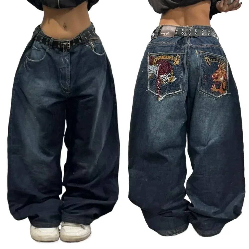American New Fashion Oversized Pattern Printed Washed Jeans Men Y2K Gothic Rock Popular Casual Joker High Waist Wide Leg Pants American New Fashion Oversized Pattern Printed Washed Jeans Men Y2K Gothic Rock Popular Casual Joker High Waist Wide Leg Pants - Image 8