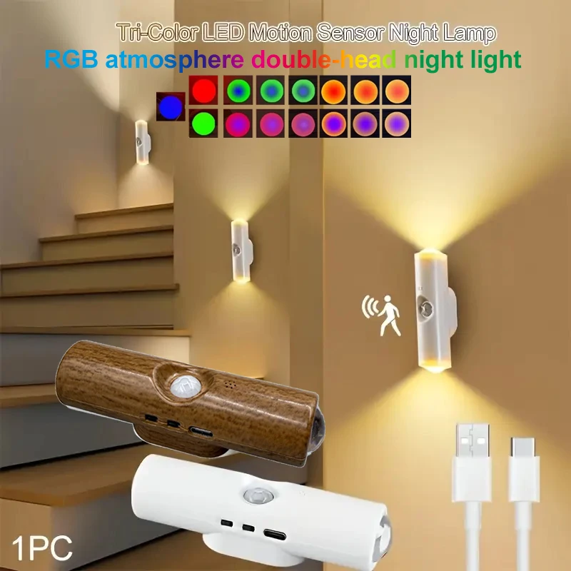 Led-Nachtlicht Mit Bewegungssensor, Rgb-Farbverlauf, Umgebungslicht, Dimmbar, Magnetische Treppenlampe Für Eingangsbereich, Nachttisch, Schreibtisch, Kleiderschrank Led-Nachtlicht Mit Bewegungssensor, Rgb-Farbverlauf, Umgebungslicht, Dimmbar, Magnetische Treppenlampe Für Eingangsbereich, Nachttisch, Schreibtisch, Kleiderschrank