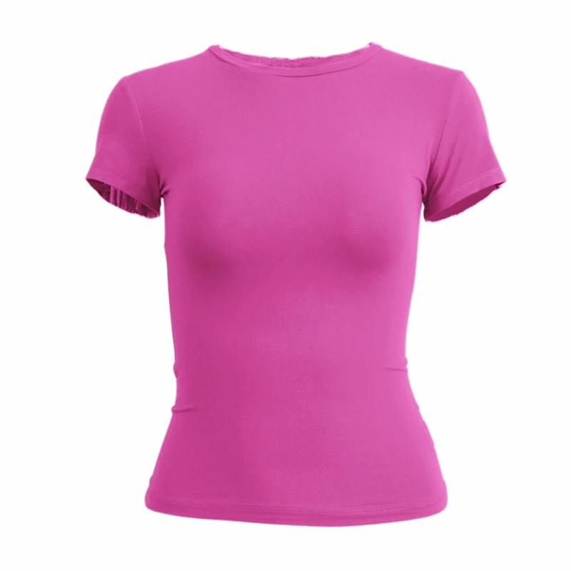 Frau Kleidung Kurzarm T-Shirt Slim Fit Tops Weibliche Oansatz Gestrickte Mantel T-Shirt Straße Tragen Sex Sportliche 2024 Y2K New2410 Frau Kleidung Kurzarm T-Shirt Slim Fit Tops Weibliche Oansatz Gestrickte Mantel T-Shirt Straße Tragen Sex Sportliche 2024 Y2K New2410 - Image 10