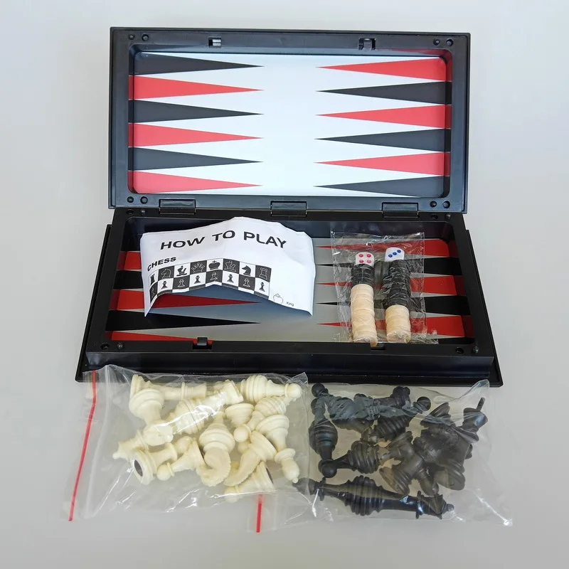 25 Cm Faltbares Magnetisches Schach-Dame-Backgammon-Spielbrett, 3-In-1, Ideale Tischplatte Für Familientreffen 25 Cm Faltbares Magnetisches Schach-Dame-Backgammon-Spielbrett, 3-In-1, Ideale Tischplatte Für Familientreffen - Image 2