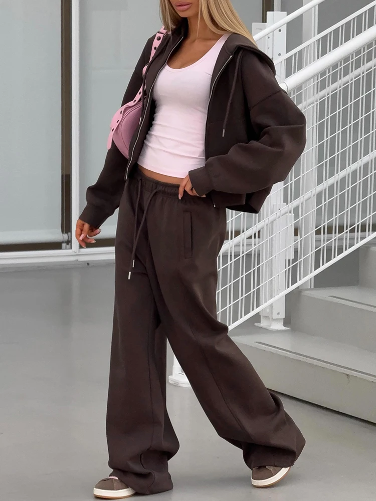 Damen Trainingsanzug Aus Baumwolle – Pinkes Zweiteiler-Set Mit Kapuze Und Reißverschluss-Hose Für Sommer Und Freizeit Damen Trainingsanzug Aus Baumwolle – Pinkes Zweiteiler-Set Mit Kapuze Und Reißverschluss-Hose Für Sommer Und Freizeit - Image 3