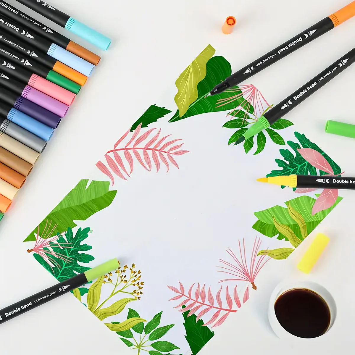 12-Teiliges Doppelseitiges Kunstmarkierungsstift-Set, Geeignet Für Künstler-Fein- Und Pinsel-Markierungsmarkierungen, Zufällige Farben 12-Teiliges Doppelseitiges Kunstmarkierungsstift-Set, Geeignet Für Künstler-Fein- Und Pinsel-Markierungsmarkierungen, Zufällige Farben - Image 5