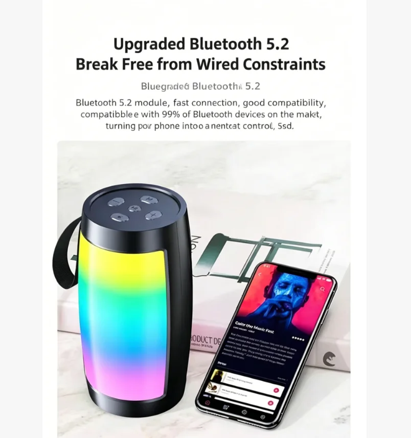 Kabelloser Bluetooth-Lautsprecher Mit Subwoofer, Bass, Mp3-Player &Amp; Led-Beleuchtung – Tragbare Soundbox Für Auto, Outdoor, Musik &Amp; Freizeit Kabelloser Bluetooth-Lautsprecher Mit Subwoofer, Bass, Mp3-Player &Amp; Led-Beleuchtung – Tragbare Soundbox Für Auto, Outdoor, Musik &Amp; Freizeit - Image 3