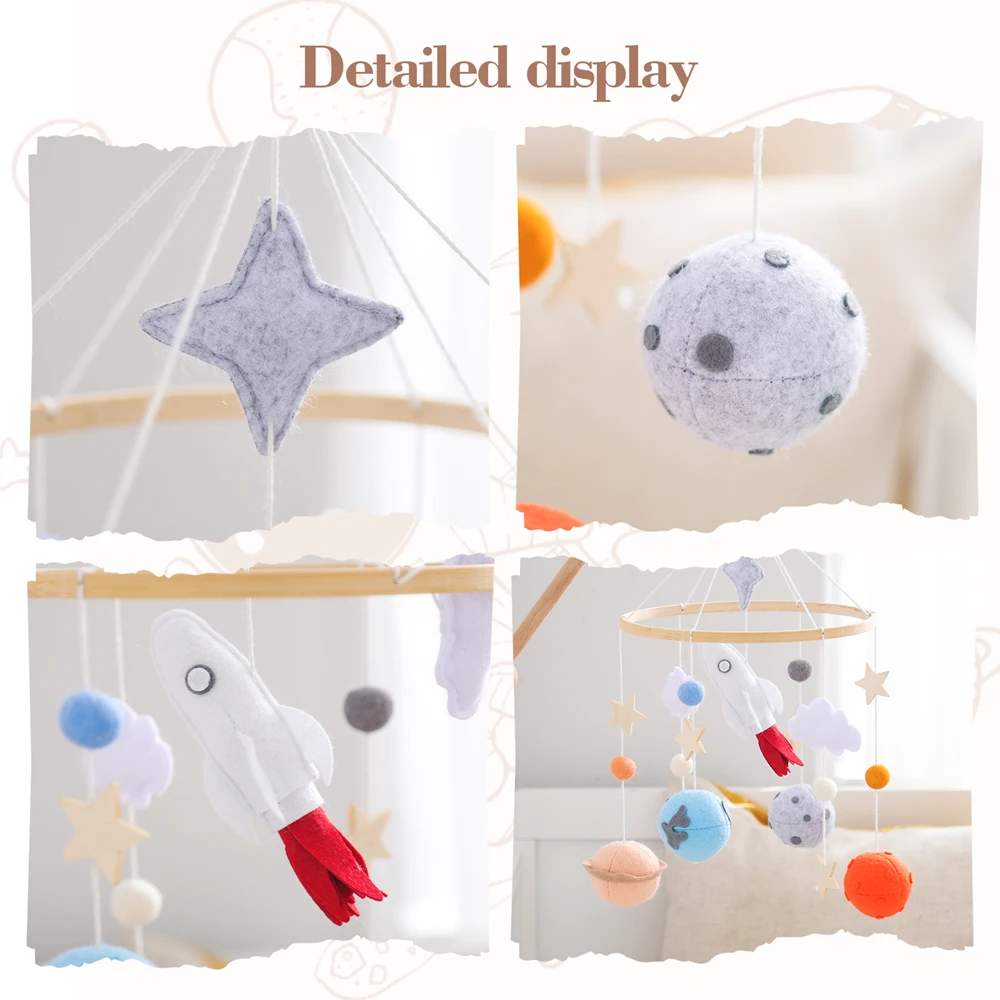 Holz Baby Krippe Glocke Beruhigende Baby Beweglichen Klingeln Spielzeug Raum Rakete Hängen Krippe Halterung Filz Ball Bett Glocke Neugeborenen Spielzeug Geschenk Holz Baby Krippe Glocke Beruhigende Baby Beweglichen Klingeln Spielzeug Raum Rakete Hängen Krippe Halterung Filz Ball Bett Glocke Neugeborenen Spielzeug Geschenk - Image 3