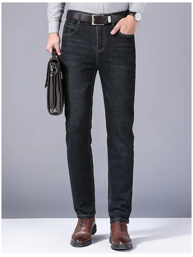 Männer Mode Gerade Jeans Männer 2025, Neue Stretch Slim Fit Hosen Bequeme Weiche Business Denim Hosen Männliche Marke Kleidung Männer Mode Gerade Jeans Männer 2025, Neue Stretch Slim Fit Hosen Bequeme Weiche Business Denim Hosen Männliche Marke Kleidung - Image 5