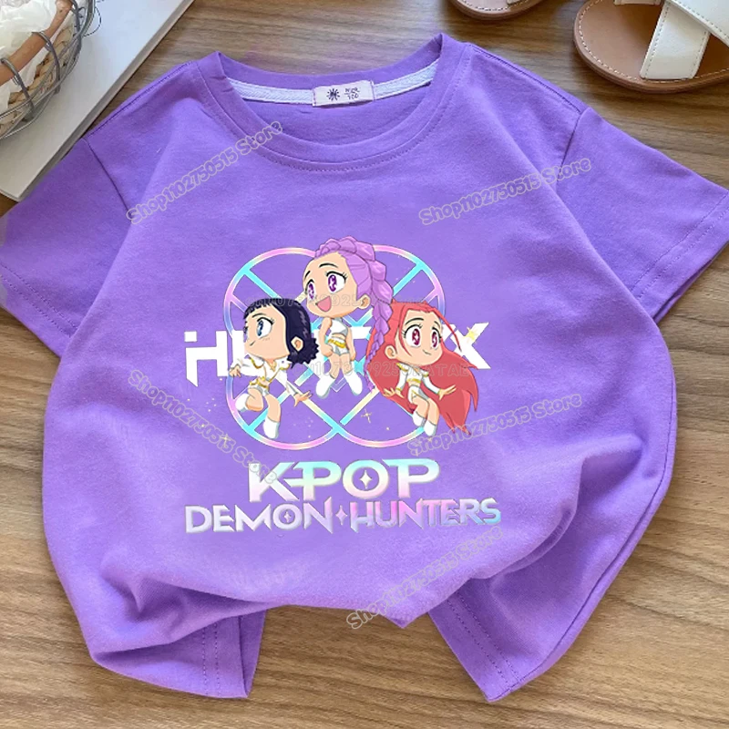 Summre Girl Kpop Demon Hunters Kleidung Rumi Mira Zoey Kurzarm-T-Shirt Für Kinder, Sommer, Lässige Oberteile, Cartoon-T-Shirt Aus Baumwolle Für Kleinkinder Summre Girl Kpop Demon Hunters Kleidung Rumi Mira Zoey Kurzarm-T-Shirt Für Kinder, Sommer, Lässige Oberteile, Cartoon-T-Shirt Aus Baumwolle Für Kleinkinder - Image 16