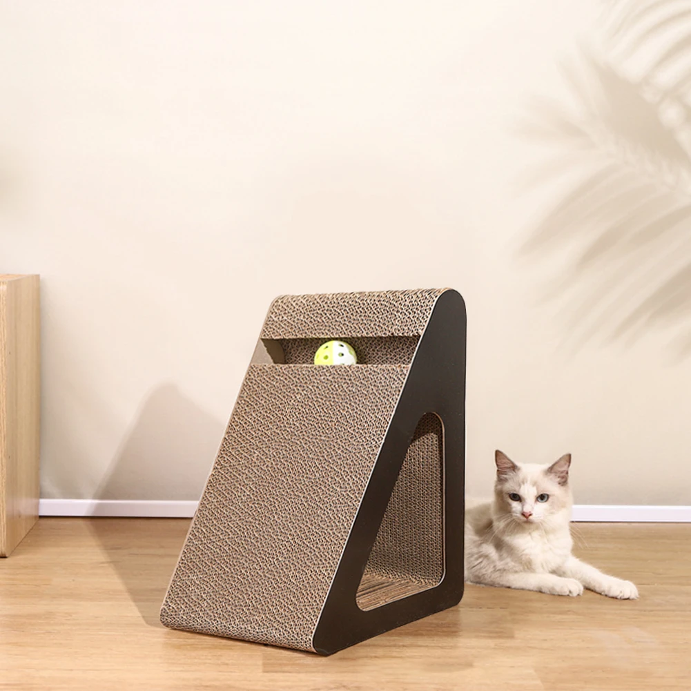 2 In 1 Cat Scratcher Cardboard Triangles Shaped With Spinnings Balls Sturdy Anti-Scratch Relieves Cat Stress Toy For Pet Use 2 In 1 Cat Scratcher Cardboard Triangles Shaped With Spinnings Balls Sturdy Anti-Scratch Relieves Cat Stress Toy For Pet Use - Image 10