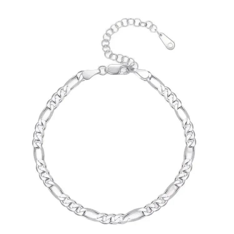 Heiße Luxus 925 Sterling Silber Armbänder Fußkettchen Y2K 4 Mm Kette Für Frauen Männer Hochzeit Hübscher Schmuck Zubehör Mode Geschenke Heiße Luxus 925 Sterling Silber Armbänder Fußkettchen Y2K 4 Mm Kette Für Frauen Männer Hochzeit Hübscher Schmuck Zubehör Mode Geschenke - Image 2