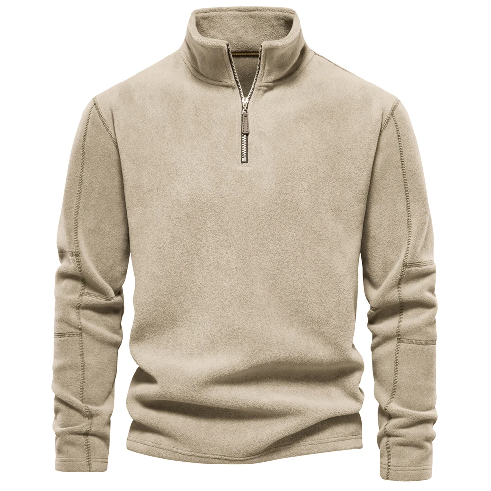 Aiopeson Brand Quality Thicken Warm Fleece Jacket For Men Zipper Neck Pullover Men'S Sweatshirt Soft Shell Mens Jacket Aiopeson Brand Quality Thicken Warm Fleece Jacket For Men Zipper Neck Pullover Men'S Sweatshirt Soft Shell Mens Jacket - Image 6