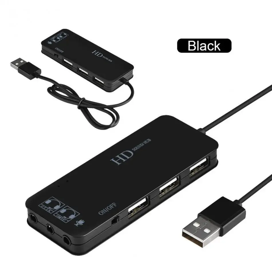 Usb 2.0 Hub Audioadapter Mit 3,5-Mm-Anschlüssen – Externe Stereo-Soundkarte Für Kopfhörer &Amp; Mikrofon, Windows, Linux, Laptop &Amp; Desktop-Pc Usb Soundkarte