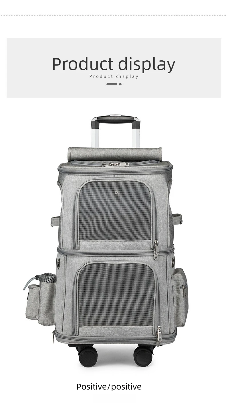 2-In-1 Rolling Pet Carrier Double Compartment Foldable Cat Stroller Large Breathable Travel Carrier For 2 Cats, Airline Approved 2-In-1 Rolling Pet Carrier Double Compartment Foldable Cat Stroller Large Breathable Travel Carrier For 2 Cats, Airline Approved - Image 22