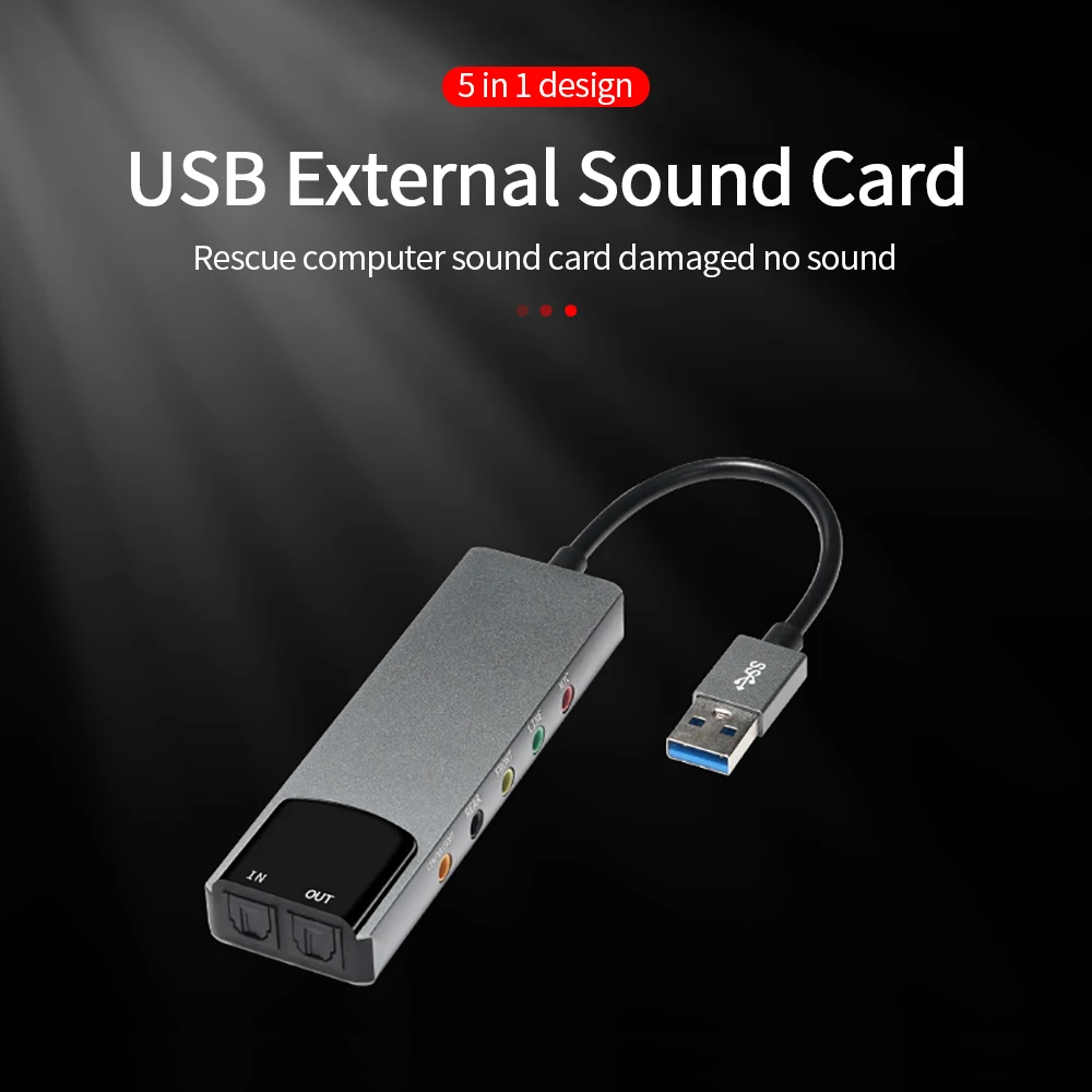 6-In-1 Externe Usb-Soundkarte Mit Optischem Anschluss – Multifunktions-Audio-Konverter Aus Aluminium Für Notebook &Amp; Pc 6-In-1 Externe Usb-Soundkarte Mit Optischem Anschluss – Multifunktions-Audio-Konverter Aus Aluminium Für Notebook &Amp; Pc - Image 2