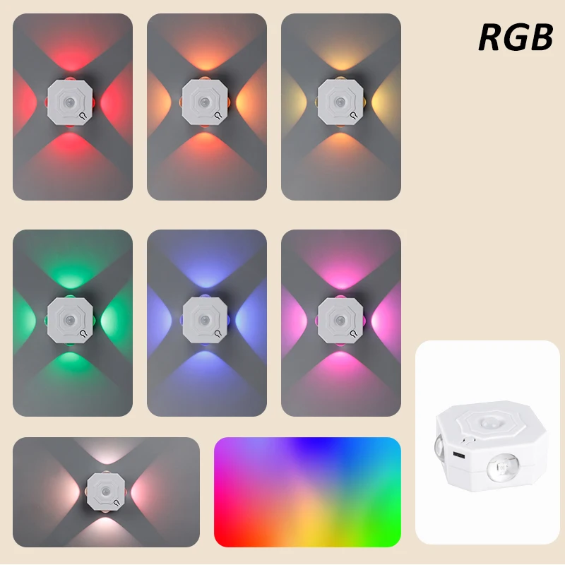 Led-Bewegungssensor-Lampe Wiederaufladbare Nachtbeleuchtung Dekorative Innenwandleuchten Rgb Und 3 Farben Flur Treppen Küchenbeleuchtung Led-Bewegungssensor-Lampe Wiederaufladbare Nachtbeleuchtung Dekorative Innenwandleuchten Rgb Und 3 Farben Flur Treppen Küchenbeleuchtung - Image 7