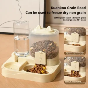 Cat Feeder Dual Food Bowl Automatic Feeder Dog Cat Food Bowl With Water Dispenser Pet Food Storage Dispenser Large Capacity