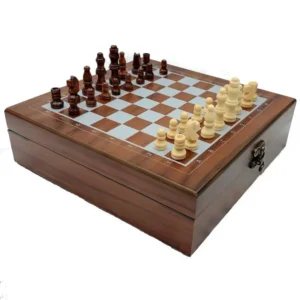 Holzschachfiguren Brett Poker Set Chips Würfel Familie Freunde Unterhaltung Krahn Tablett