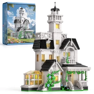 1162 Magisches Haus Modellbausatz MOC Bausteine mit Beleuchtung Schloss-Konstruktionsspielzeug für Erwachsene Unisex Heimdekoration Geschenke