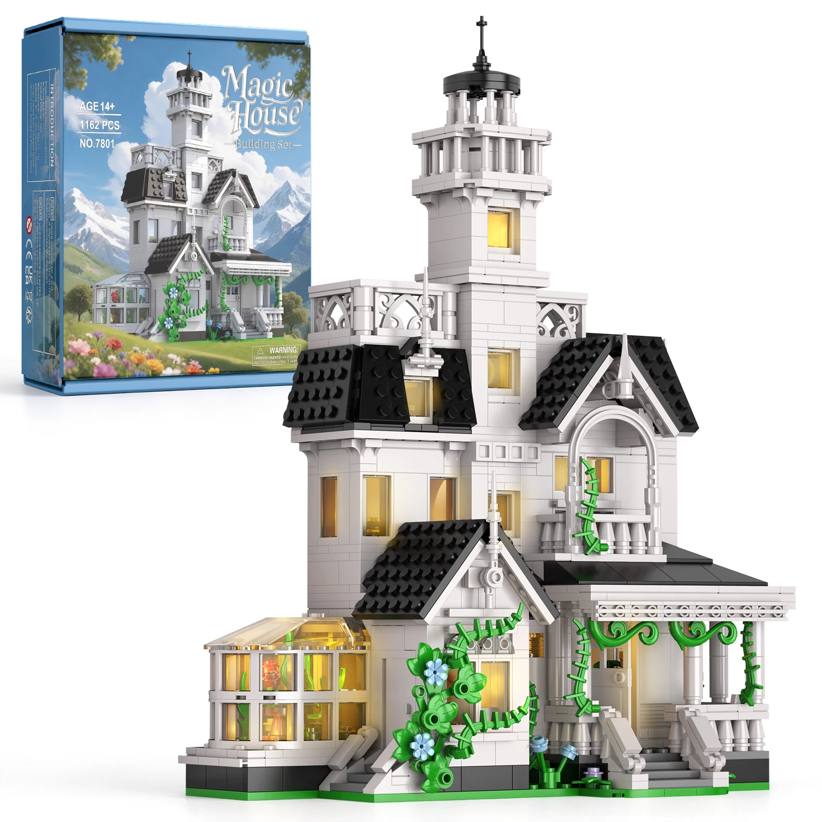 1162 Magisches Haus Modellbausatz Moc Bausteine Mit Beleuchtung Schloss-Konstruktionsspielzeug Für Erwachsene Unisex Heimdekoration Geschenke 1162 Magisches Haus Modellbausatz Moc Bausteine Mit Beleuchtung Schloss-Konstruktionsspielzeug Für Erwachsene Unisex Heimdekoration Geschenke