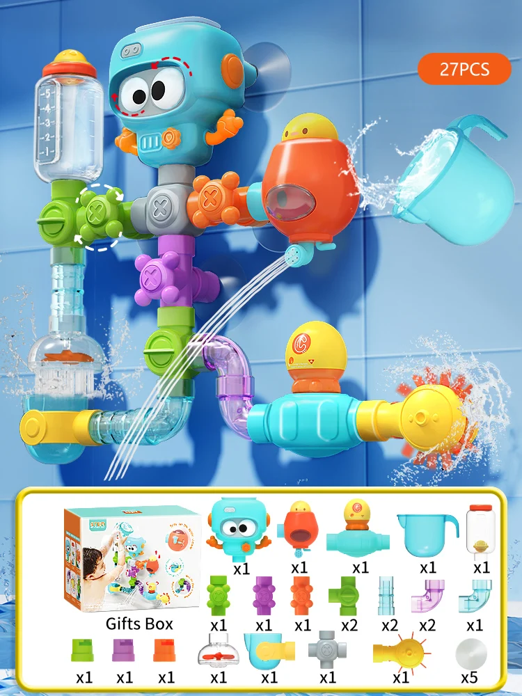 Baby-Badespielzeug Mit Starken Saugnäpfen, Röhren, Spinner, Spritzen, Wasserspielset, Kleinkinder, Kinder, Duschbecken Für 3-Jährige Kinder, Geschenke Baby-Badespielzeug Mit Starken Saugnäpfen, Röhren, Spinner, Spritzen, Wasserspielset, Kleinkinder, Kinder, Duschbecken Für 3-Jährige Kinder, Geschenke - Image 8