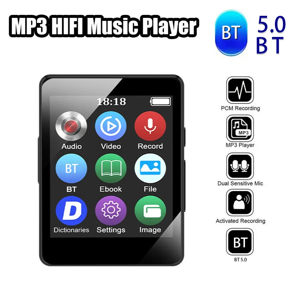 Tragbarer Hifi-Mp3-Player Mit Bluetooth 5.0 – Mini-Musikplayer Mit Tft-Bildschirm, Mp4-Videowiedergabe, Fm-Radio Und Aufnahmefunktion Mp3-Player