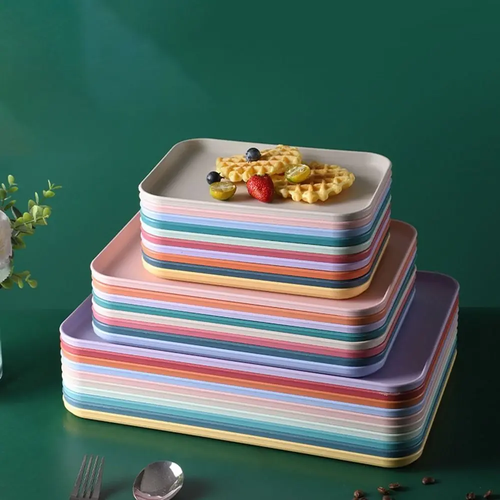 Kunststoff-Aufbewahrungstablett Aus Weizenstroh, Umweltfreundlich, Großes Fassungsvermögen, Service-Dessert-Palette, Exquisites Rechteckiges Serviertablett Für Den Schreibtisch Kunststoff-Aufbewahrungstablett Aus Weizenstroh, Umweltfreundlich, Großes Fassungsvermögen, Service-Dessert-Palette, Exquisites Rechteckiges Serviertablett Für Den Schreibtisch - Image 2