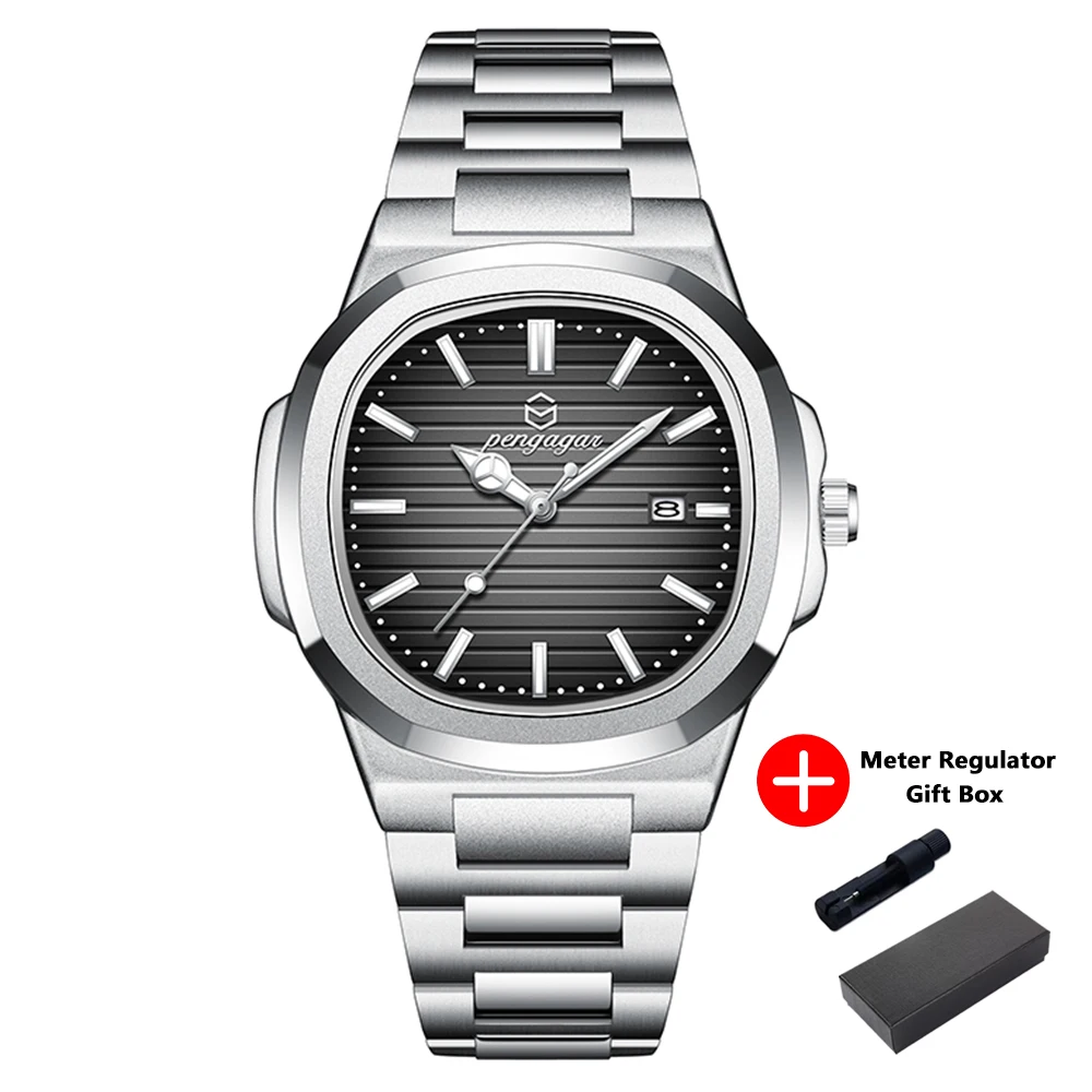 Luxuriöse Quadratische Herren-Armbanduhr, Elegant, Wasserdicht, Leuchtend, Mit Datumsanzeige, Edelstahl, Quarzuhren Für Herren, Weihnachtsgeschenk + Box Reloj Luxuriöse Quadratische Herren-Armbanduhr, Elegant, Wasserdicht, Leuchtend, Mit Datumsanzeige, Edelstahl, Quarzuhren Für Herren, Weihnachtsgeschenk + Box Reloj - Image 9