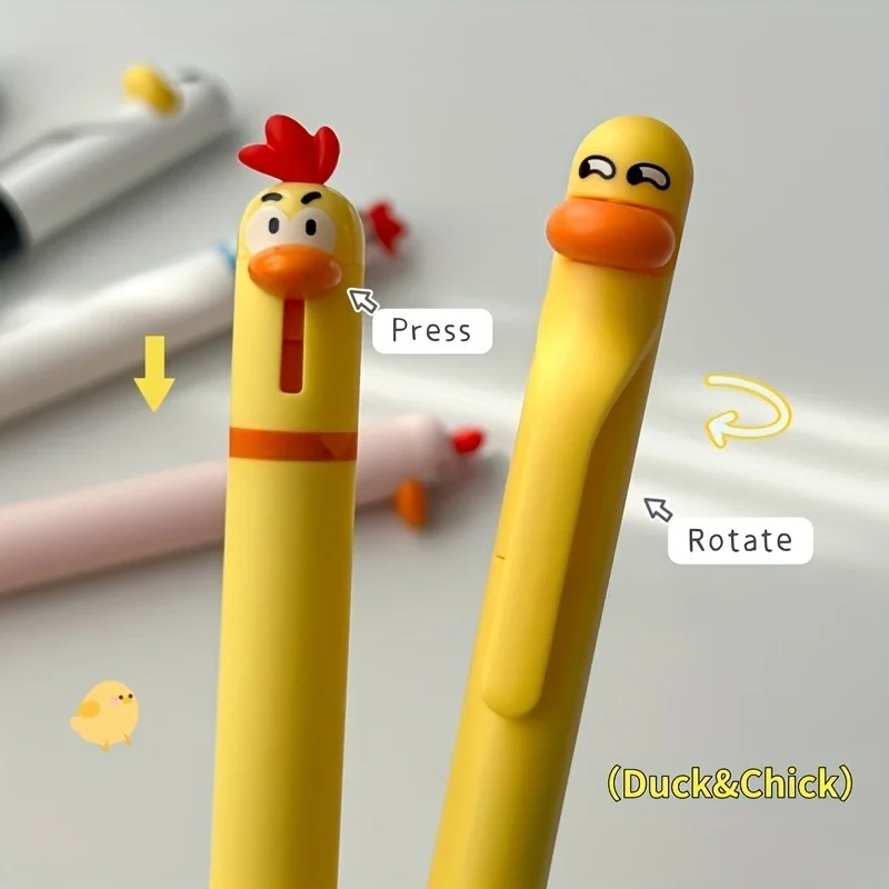 4 Stück Schreibstift, Süßer Und Lustiger Styling-Stift, Kreativer Rotierender Gelstift, Huhn-Press-Gelstift, 0,5 Mm, Schwarz, Bürobedarf 4 Stück Schreibstift, Süßer Und Lustiger Styling-Stift, Kreativer Rotierender Gelstift, Huhn-Press-Gelstift, 0,5 Mm, Schwarz, Bürobedarf - Image 5