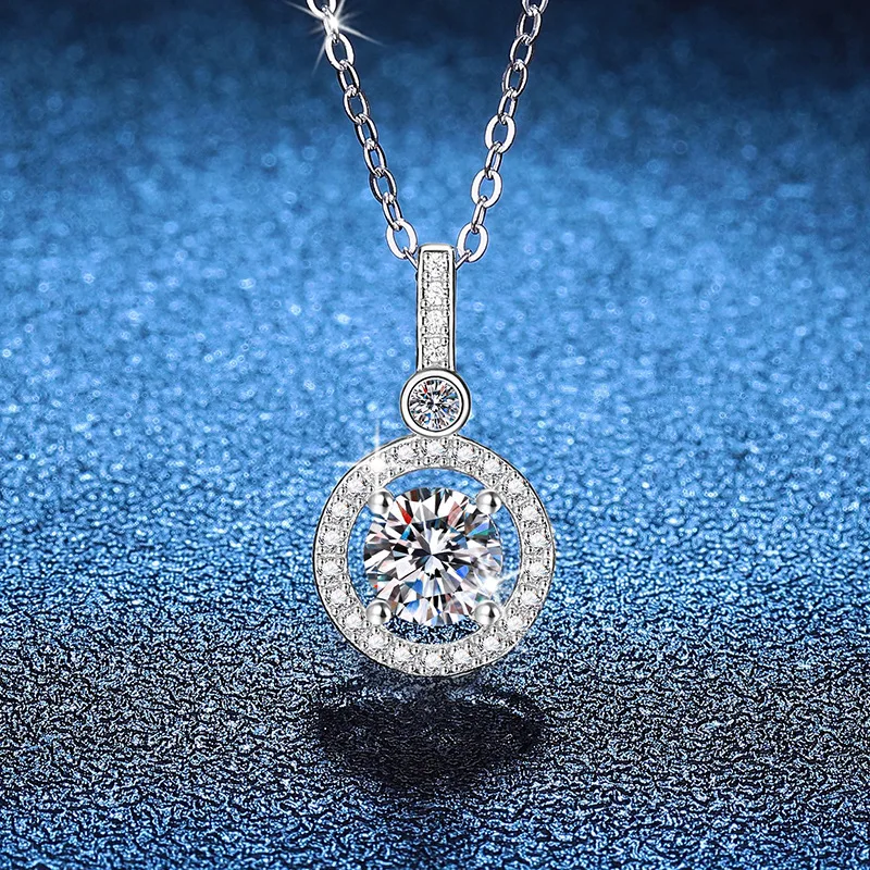 Halskette Für Damen Aus Sterlingsilber S925 Mit Weißvergoldetem Labor-Diamantschmuck, Hochzeitsanhänger, Zircom Halskette Für Damen Aus Sterlingsilber S925 Mit Weißvergoldetem Labor-Diamantschmuck, Hochzeitsanhänger, Zircom - Image 2