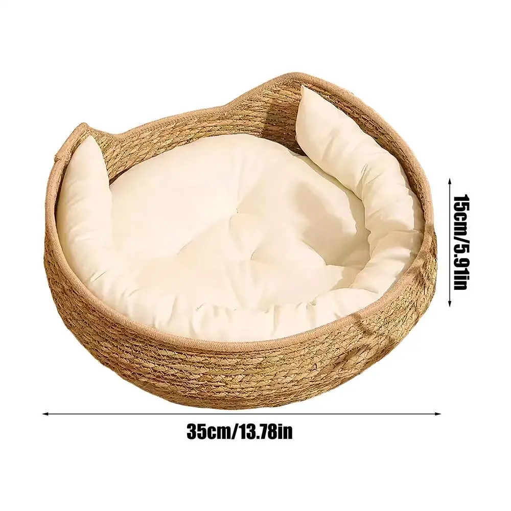 Cat Basket Cotton Rope Round Bed For Cat Sleep With Pillow All Season Indoor Weaving Pet Resting Scratching Sleeping Furniture Cat Basket Cotton Rope Round Bed For Cat Sleep With Pillow All Season Indoor Weaving Pet Resting Scratching Sleeping Furniture - Image 7