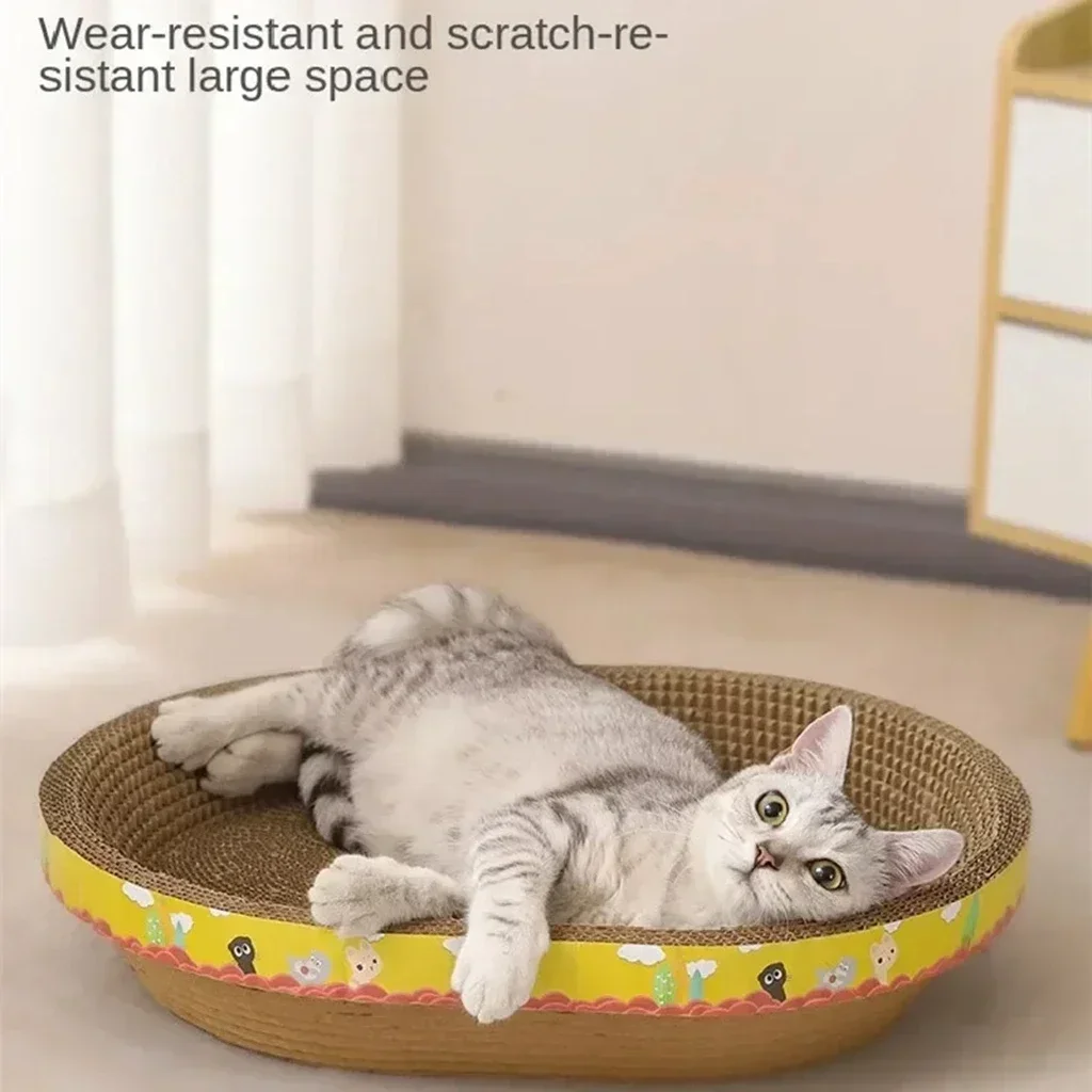 Cat Scratching Board Protect Furniture Grinding Claw Toys Oval Corrugated Paper Wear-Resistant Cat Nest Cat Accessories Cat Scratching Board Protect Furniture Grinding Claw Toys Oval Corrugated Paper Wear-Resistant Cat Nest Cat Accessories - Image 5