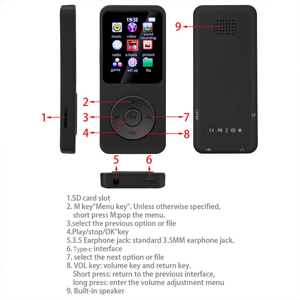 Tragbarer Mp3-Player Mit Integriertem Lautsprecher – Bluetooth 5.0, Mp4-Wiedergabe, Fm-Radio, E-Book- Und Aufnahmefunktion Tragbarer Mp3-Player Mit Integriertem Lautsprecher – Bluetooth 5.0, Mp4-Wiedergabe, Fm-Radio, E-Book- Und Aufnahmefunktion - Image 4