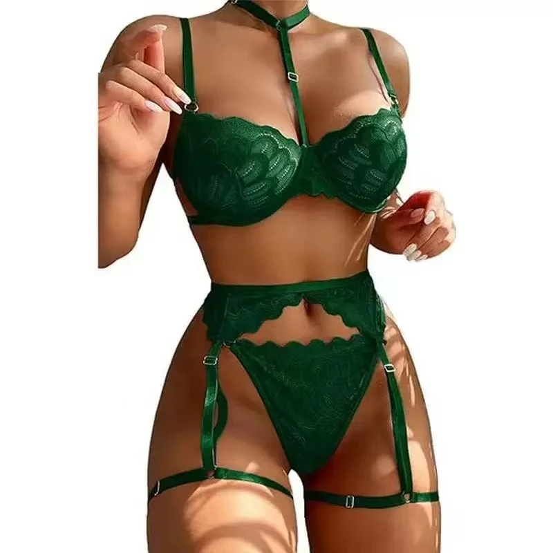 Frauen Sexy Dessous Set Floral Spitze Unterwäsche Anzug Für Frauen Mesh Aushöhlen Bh Anzüge Weibliche Bh Tangas Drei-Stück Dessous Frauen Sexy Dessous Set Floral Spitze Unterwäsche Anzug Für Frauen Mesh Aushöhlen Bh Anzüge Weibliche Bh Tangas Drei-Stück Dessous - Image 3