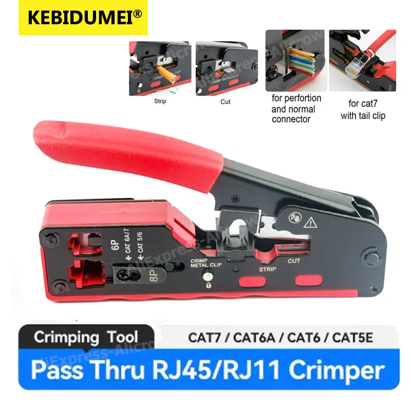 Cat7 Rj45 Crimpzange Kompatibel Mit Cat7/6A/6/5E Ethernet-Kabeln Mit Schneid-/Abisolierfunktion, Multifunktions-Kabelschneider Und Abisolierwerkzeug Für Ethernet Cat7 Rj45 Crimpzange Kompatibel Mit Cat7/6A/6/5E Ethernet-Kabeln Mit Schneid-/Abisolierfunktion, Multifunktions-Kabelschneider Und Abisolierwerkzeug Für Ethernet - Image 9