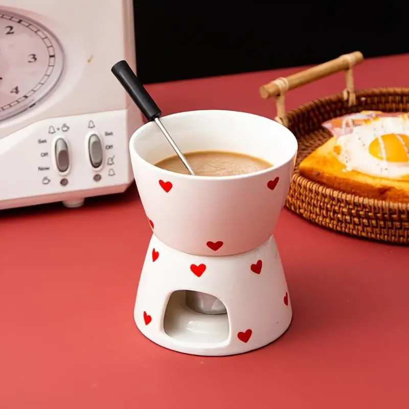 Mini-Fondue-Becher Zum Schmelzen Von Schokolade, Keramik-Käse-Fondue-Becher-Set, Weihnachtsdekoration Für Festliche Abendessen, Valentinstag Mini-Fondue-Becher Zum Schmelzen Von Schokolade, Keramik-Käse-Fondue-Becher-Set, Weihnachtsdekoration Für Festliche Abendessen, Valentinstag - Image 2
